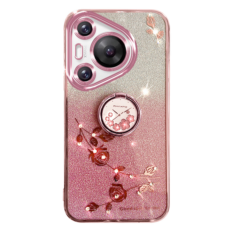 KADEM For Huawei Pura 70 Pro / Pura 70 Pro+ Kickstand Case Rhinestone Flower TPU Phone Shell KADEM For Huawei Pura 70 Pro / Pura 70 Pro+ Kickstand Case Rhinestone Flower TPU Phone Shell